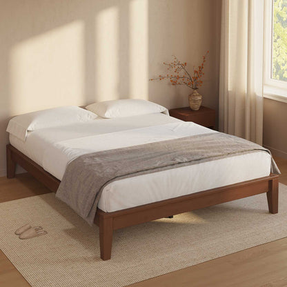 SUCSSRICH | Solid Wood Platform Bed Frame, Japanese Joinery, Natural Bamboo, Japandi Style & No Box Spring Needed