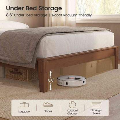 SUCSSRICH | Solid Wood Platform Bed Frame, Japanese Joinery, Natural Bamboo, Japandi Style & No Box Spring Needed