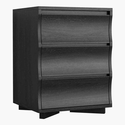 SUCSSRICH | Black Nightstand with 3 Drawers – Modern Bedside Table with Large Storage & Silent Slides, Wooden End Table for Bedroom
