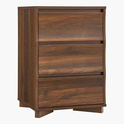 SUSSRICH | Brown Nightstand, Night Stand with 3 Drawers,Large Storage, Silent Slides, Wooden End Side Table
