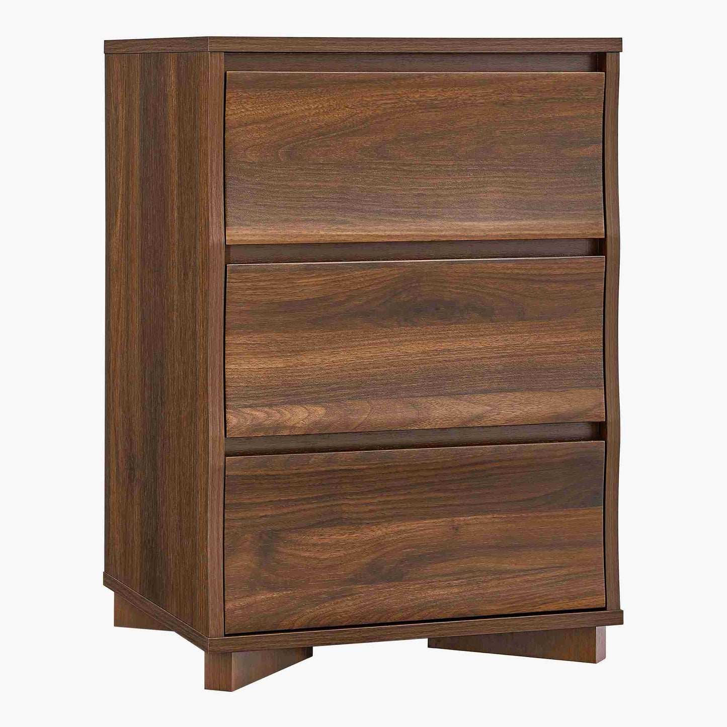 SUSSRICH | Brown Nightstand, Night Stand with 3 Drawers,Large Storage, Silent Slides, Wooden End Side Table