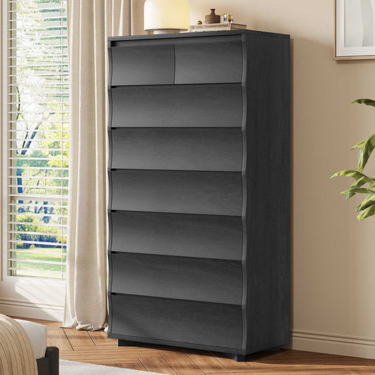 SUCSSRISH 61 Inch Tall Black 8-Drawer Dresser – Bedroom/Hallway Storage Chest
