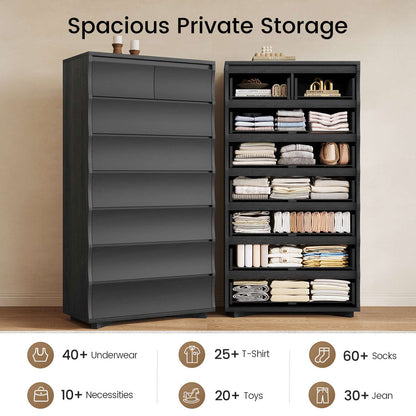 SUCSSRISH 61 Inch Tall Black 8-Drawer Dresser – Bedroom/Hallway Storage Chest