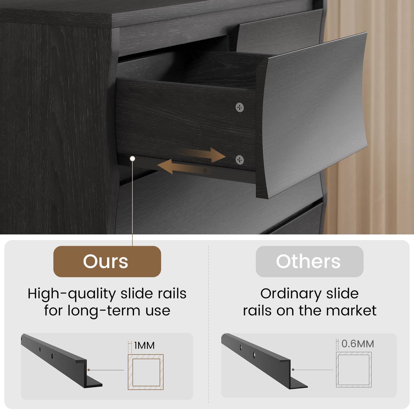 SUCSSRISH 61 Inch Tall Black 8-Drawer Dresser – Bedroom/Hallway Storage Chest