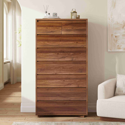 SUCSSRISH 61 Inch Tall Brown 8-Drawer Dresser – Bedroom/Hallway Storage Chest