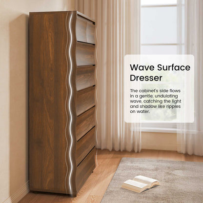 SUCSSRISH 61 Inch Tall Brown 8-Drawer Dresser – Bedroom/Hallway Storage Chest