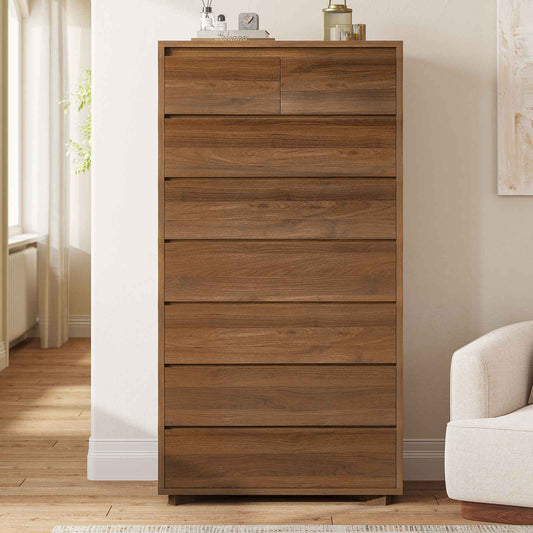 SUCSSRISH 61 Inch Tall Brown 8-Drawer Dresser – Bedroom/Hallway Storage Chest