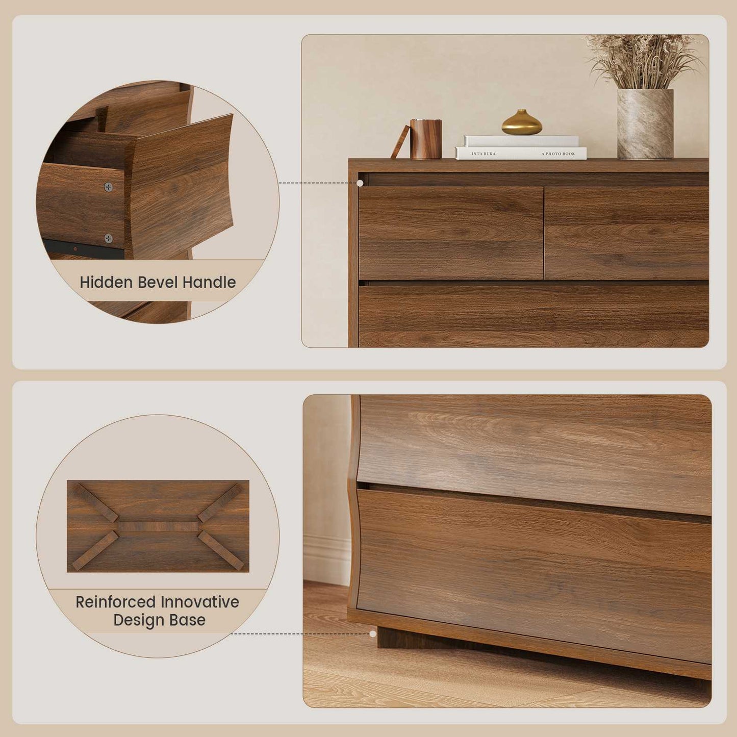 SUCSSRISH 61 Inch Tall Brown 8-Drawer Dresser – Bedroom/Hallway Storage Chest