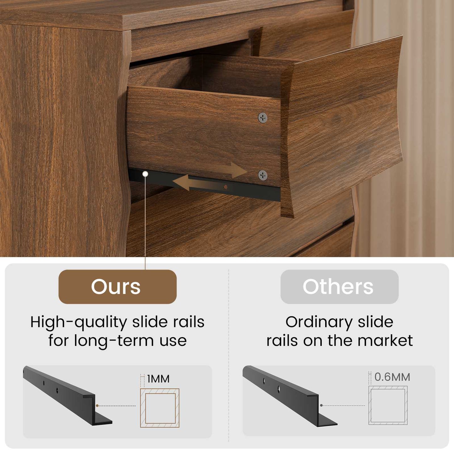 SUCSSRISH 61 Inch Tall Brown 8-Drawer Dresser – Bedroom/Hallway Storage Chest