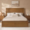 SUCSSRICH | Solid Wood Queen Bed Frame with Storage Drawers & High Headboard - Vintage Brown