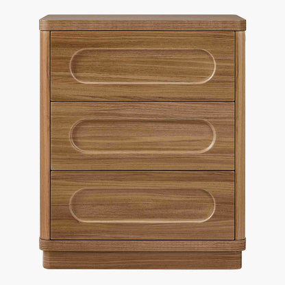 SUCSSRICH | Set of 2 26.2" Tall Nightstands – 3-Drawer Wood Bedside Tables with Rounded Corners, Bedroom End Tables – Brown