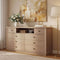 SUCSSRICH | 57" Wide Dresser with 8 Drawers, Wood Storage Chest with Charging Station, TV Stand (White Oak)