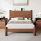 SUCSSRICH | Full Size Solid Wood Bed Frame with Headboard & Charging Station – Mid Century Platform Bed, No Box Spring Needed, Noise-Free, Easy Assembly