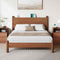 SUCSSRICH | Queen Size Solid Wood Bed Frame with Headboard & Charging Station – Mid Century Platform Bed, No Box Spring Needed, Noise-Free, Easy Assembly