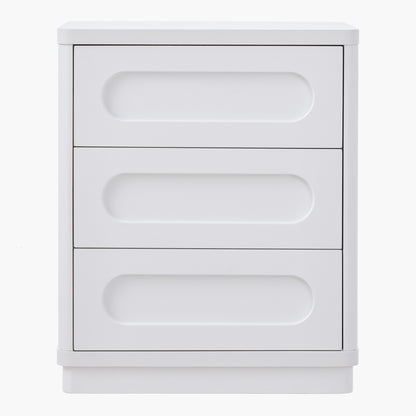 SUCSSRICH | Set of 2 26.2" Tall Nightstands – 3-Drawer Wood Bedside Tables with Rounded Corners, Bedroom End Tables – White
