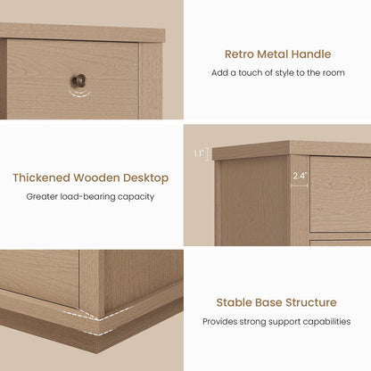 SUCSSRICH | 63" Wide Dresser TV Stand with 8 Drawers & Charging Station, Wood Storage Cabinet (White Oak)