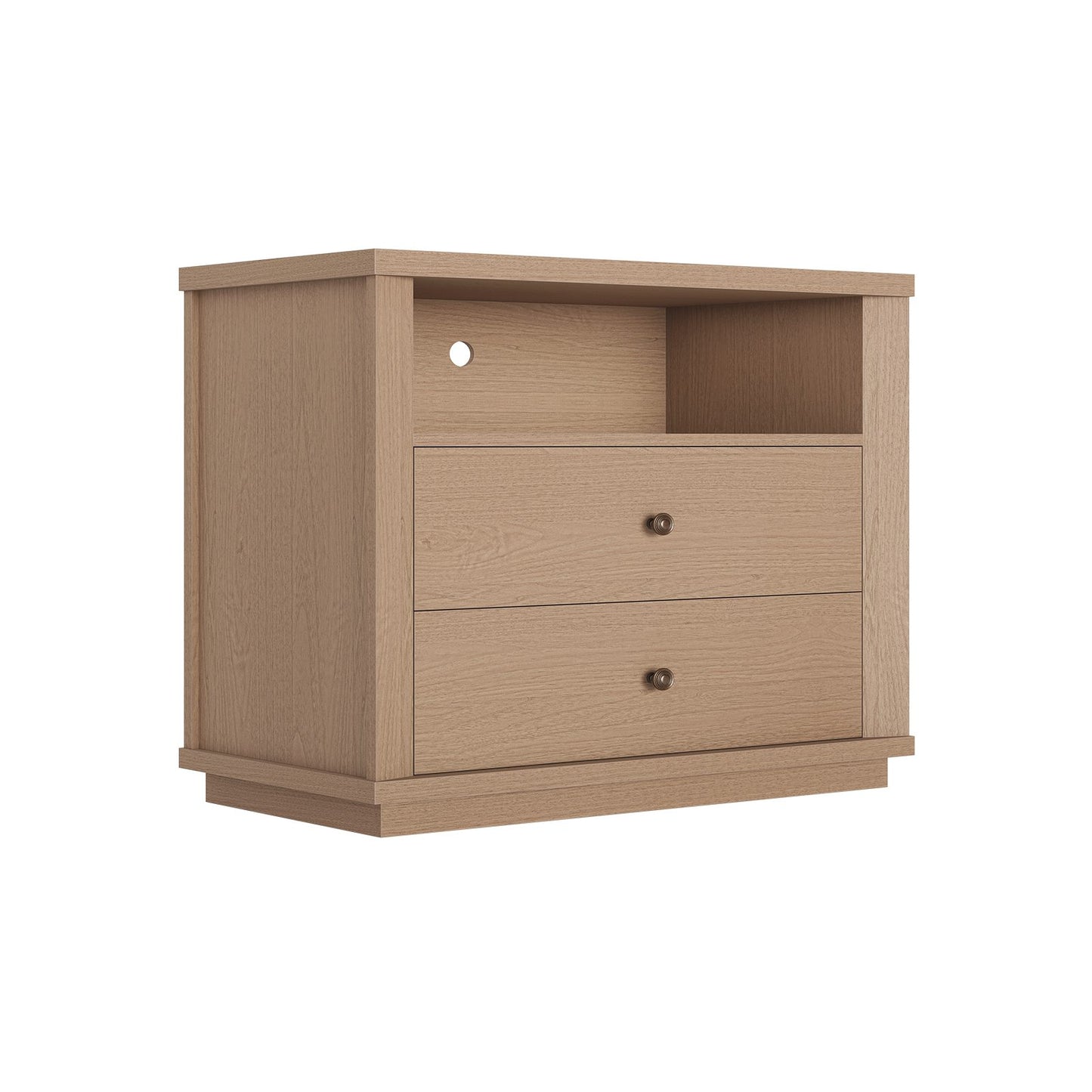 SUCSSRICH | 25.8 Inch Oversized Extra Large Nightstand with Charging Station – Tall 2-Drawer Bedside Table, Wide Modern End Table for Bedroom – White Oak